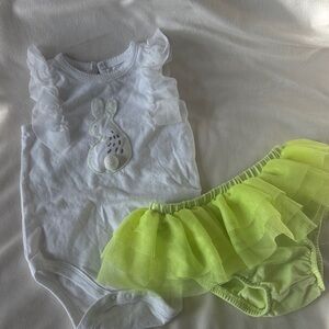 Cat & Jack White and Neon Yellow Bunny Diaper Cover Set